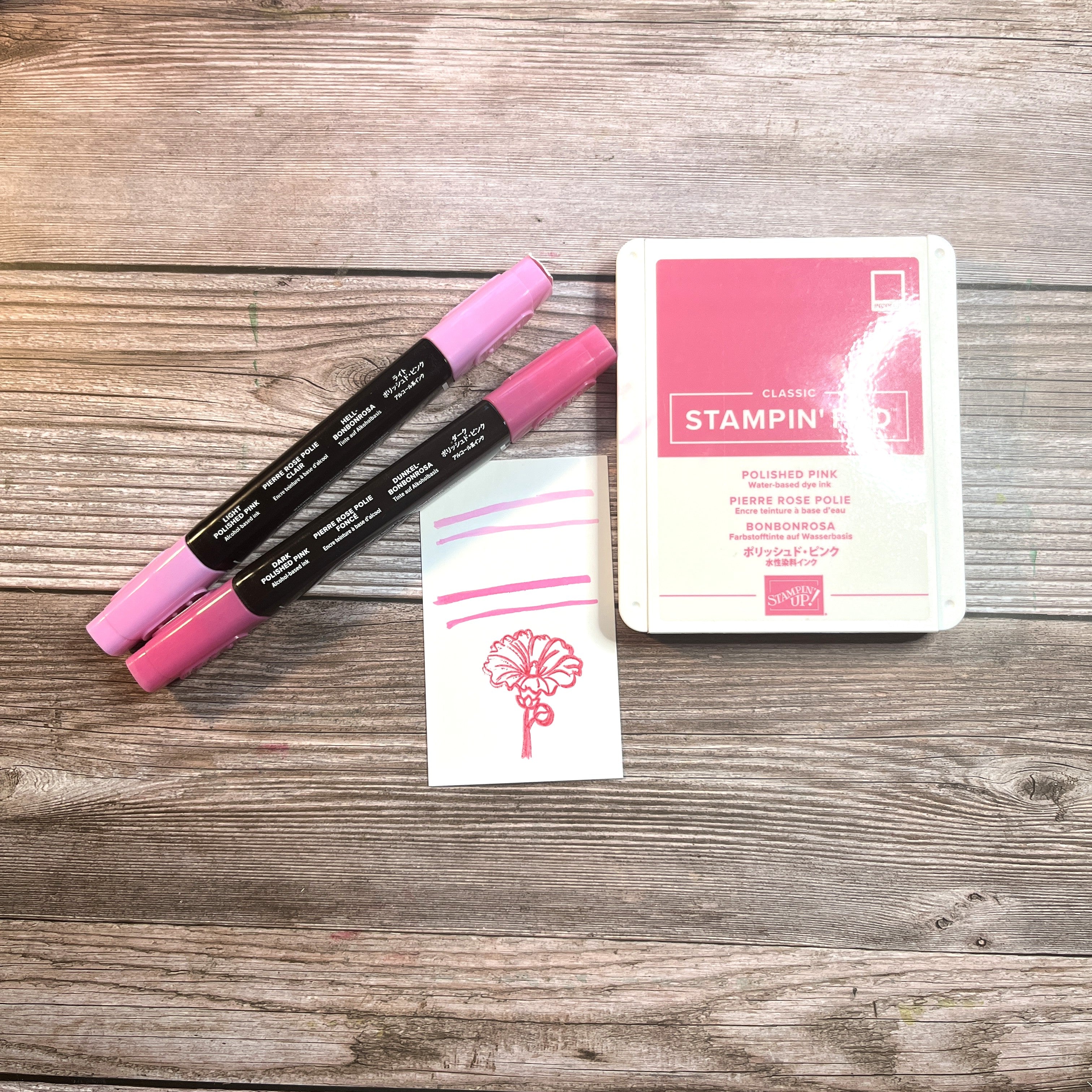 Polished Pink Stamp Pad and Stampin Blends